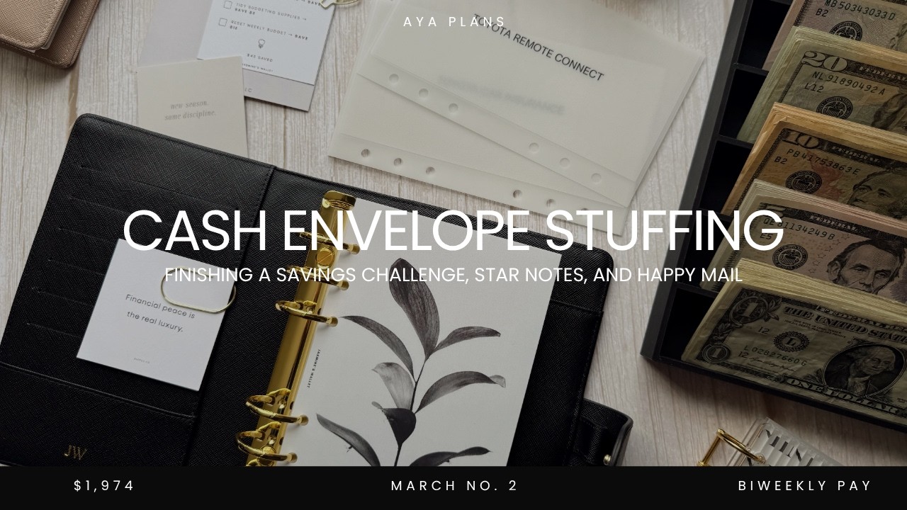 CASH ENVELOPE STUFFING | finishing a savings challenge, star notes, & happy mail 💸✨ $1,974
