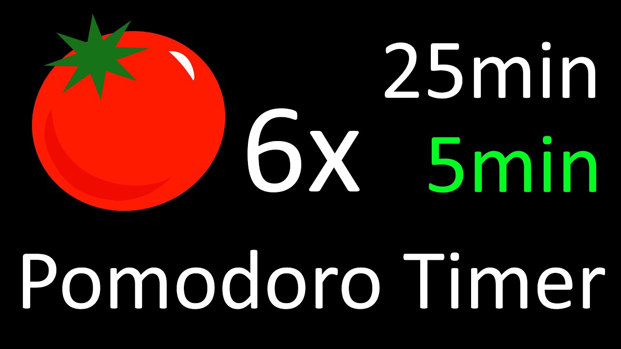 Pomodoro 6x 25 Minutes + 5 Minutes Rest = 3 Hours