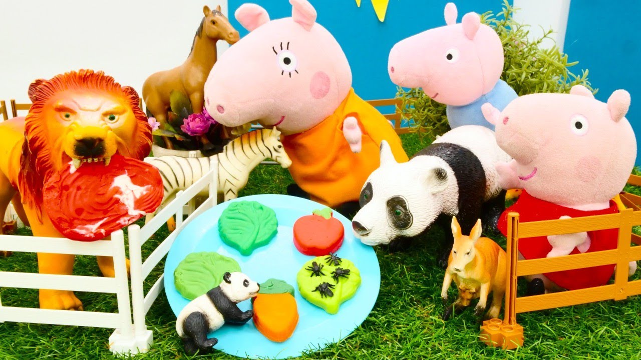 Hayvanat Bahçesi Zamanı! 🐾 Peppa ve George’tan Yiyecek Sürprizi! Play-Doh Oyunu