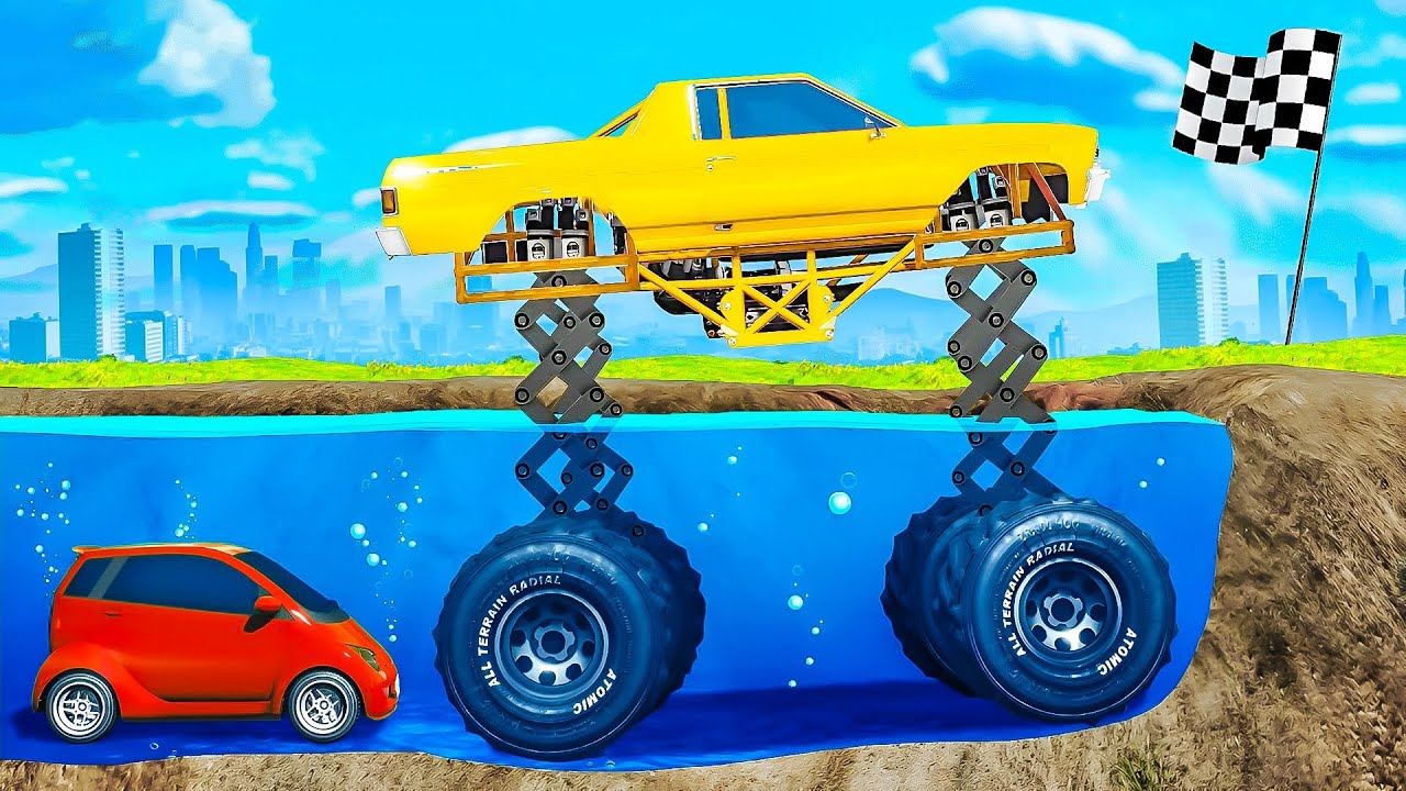 СМОЖЕТ ЛИ МОНСТР ТРАК ПРОЕХАТЬ ГЛУБОКУЮ ВОДУ В ГТА 5 ? - ЭКСПЕРИМЕНТ В GTA 5