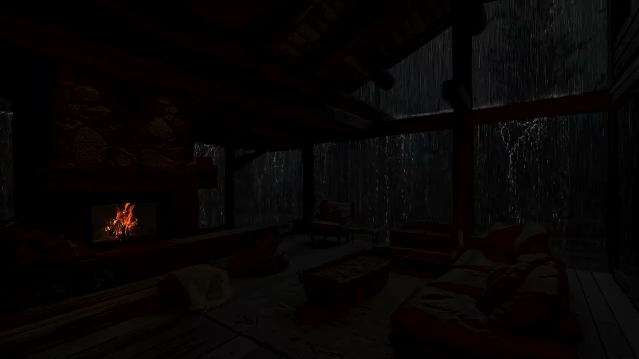The Mind Grows Heavy Tonight | Rain on the Balcony Meets the Gentle Firelight | Calm Comes at Last