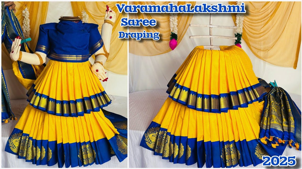 Saree Draping VaramahaLakshmi 2025 #varamahalakshmisareedraping #varamahalakshmi #decorationideas