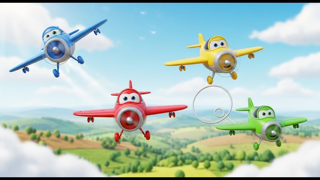 Four Little Toy Planes Zoom Zoom Zoom | High-Flying Sky Song for Kids