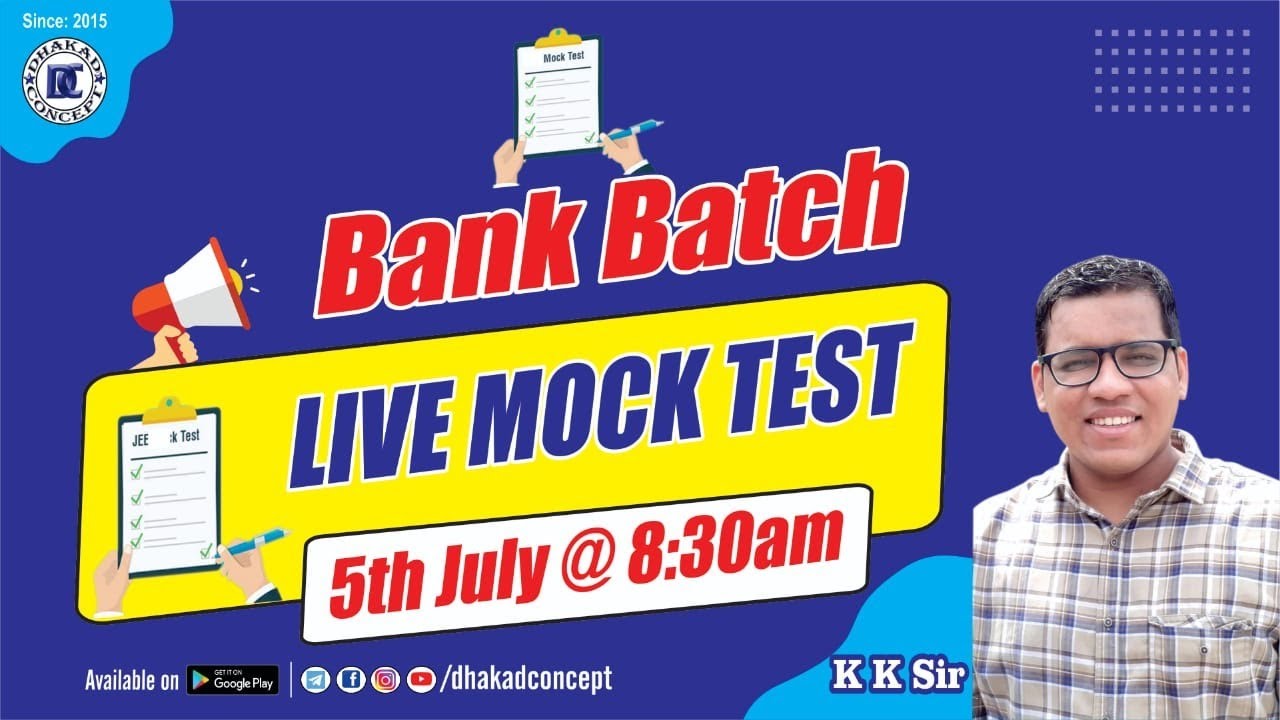 Live Mock Test of Quant By KK Sir | For Bank Competitive Exam | Dhakad Concept App