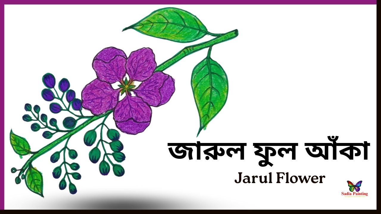 flower drawing | জারুল ফুল | how to draw | step by step | simple | drawing | art for kids hub