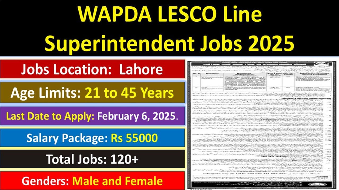 ⚡🔌 LESCO Line Superintendent Jobs 2025 in WAPDA | 💼 Job Description | 💰 Salary | 📲 Apply Online 🔌⚡