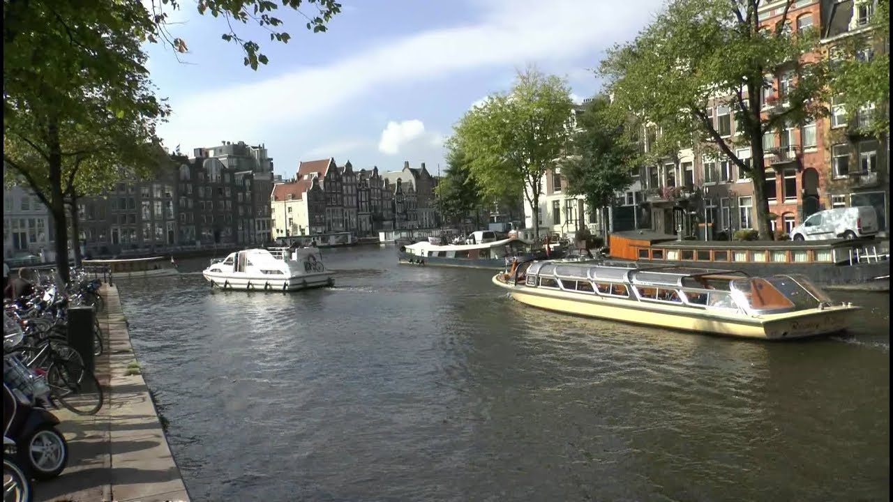 Walk around Amsterdam Netherlands. Prinsengracht Amstel Kloveniersburgwal Geldersekade.