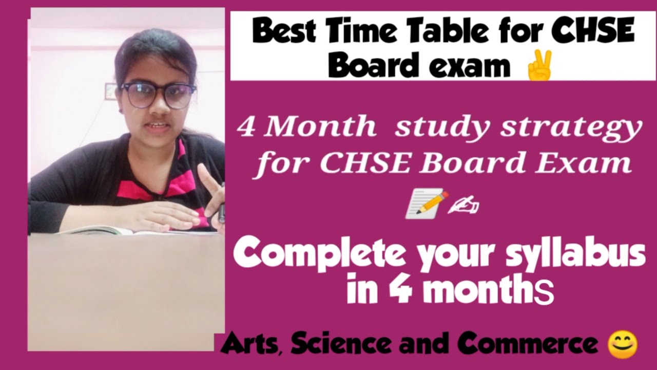 4-month study strategy for CHSE Board Exam | Best time table for CHSE Board Odisha
