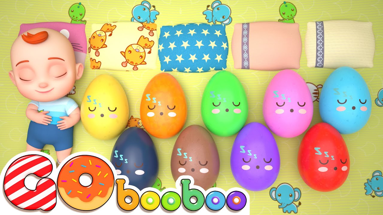 10 Ovos Surpresa Coloridos | Dez na Cama | Músicas Infantis | GoBooBoo em Português