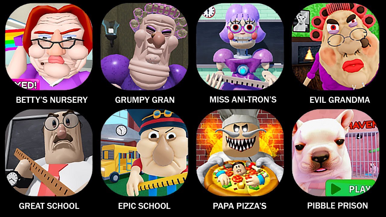 ROBLOX:BETTY'S NURSERY! (FIRST PERSON OBBY),GRUMPY GRAN! (SCARY OBBY),ESCAPE MISS ANI-TRON'S#roblox