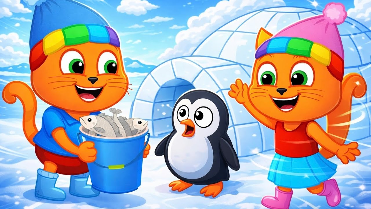 Família de Gatos - O PINGUIM ENCONTROU UM LAR 🐧🏠 Desenho Animado em Português Brasil 4K