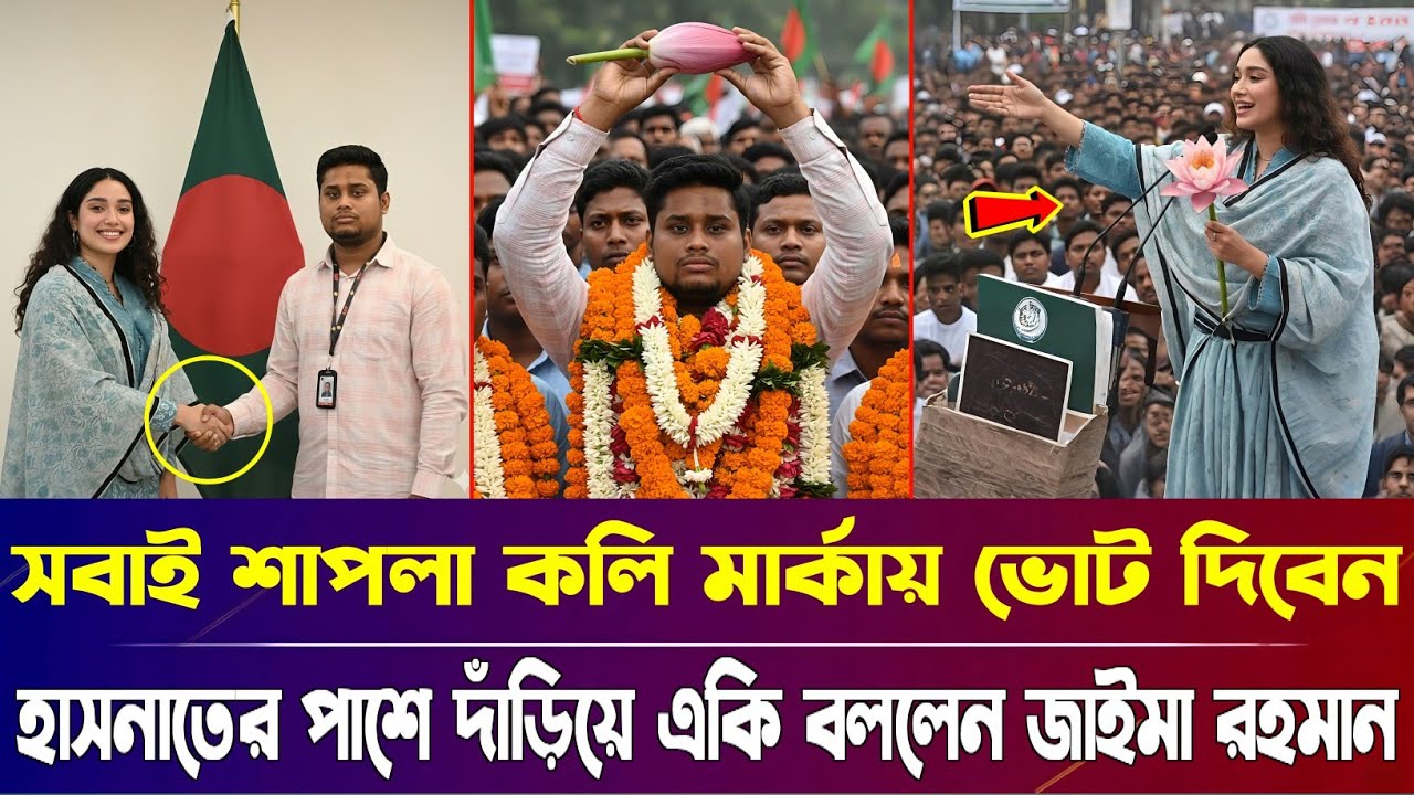 সবাই শাপলা কলি মার্কায় ভোট দিন, হাসনাত আব্দুল্লাহর পাশে দাঁড়িয়ে একি বললেন জাইমা রহমান | Zaima Rahman