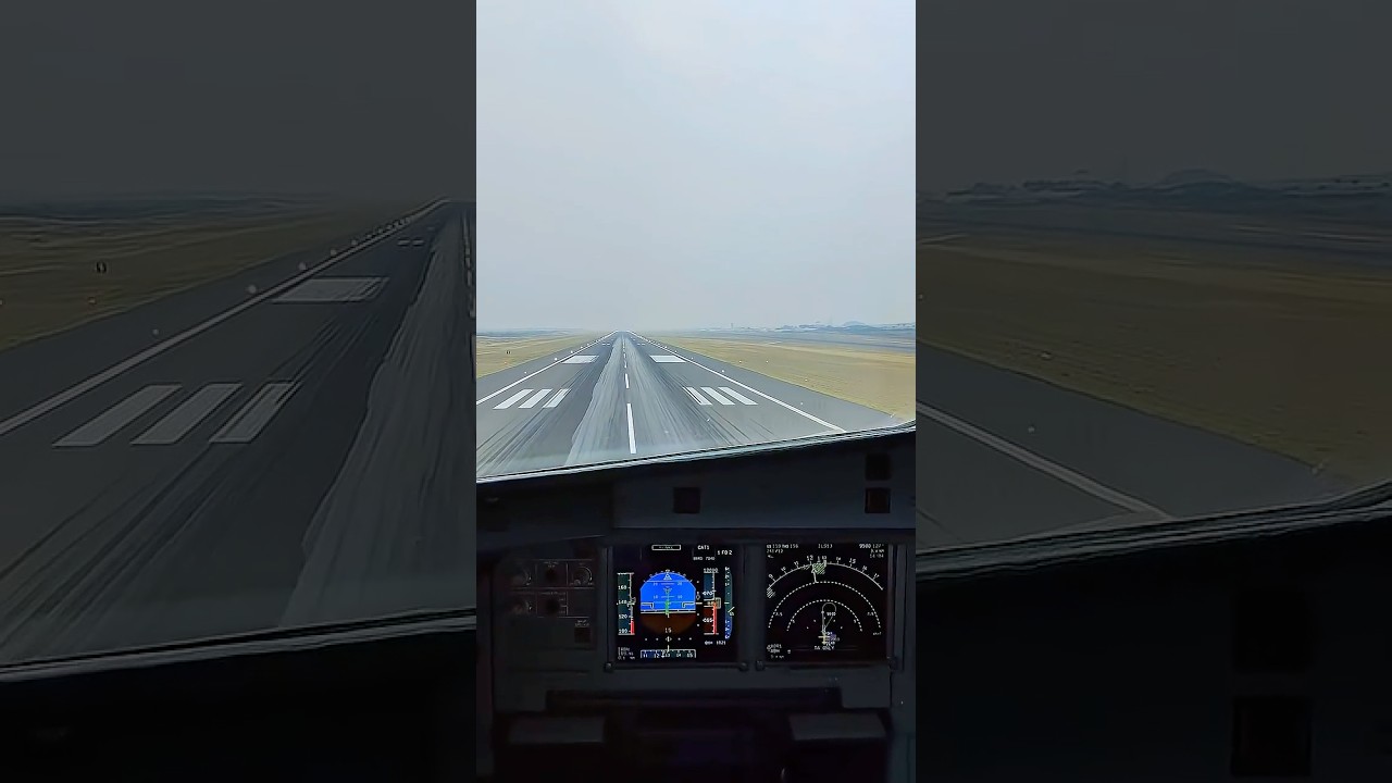 A320 cockpit landing POV