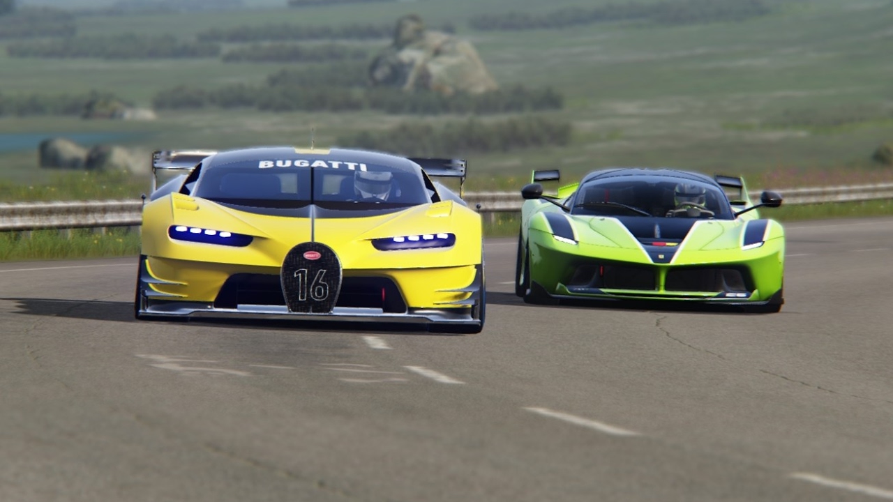 Battle Bugatti Vision GT vs Ferrari FXX-K Racing at Highlands Long