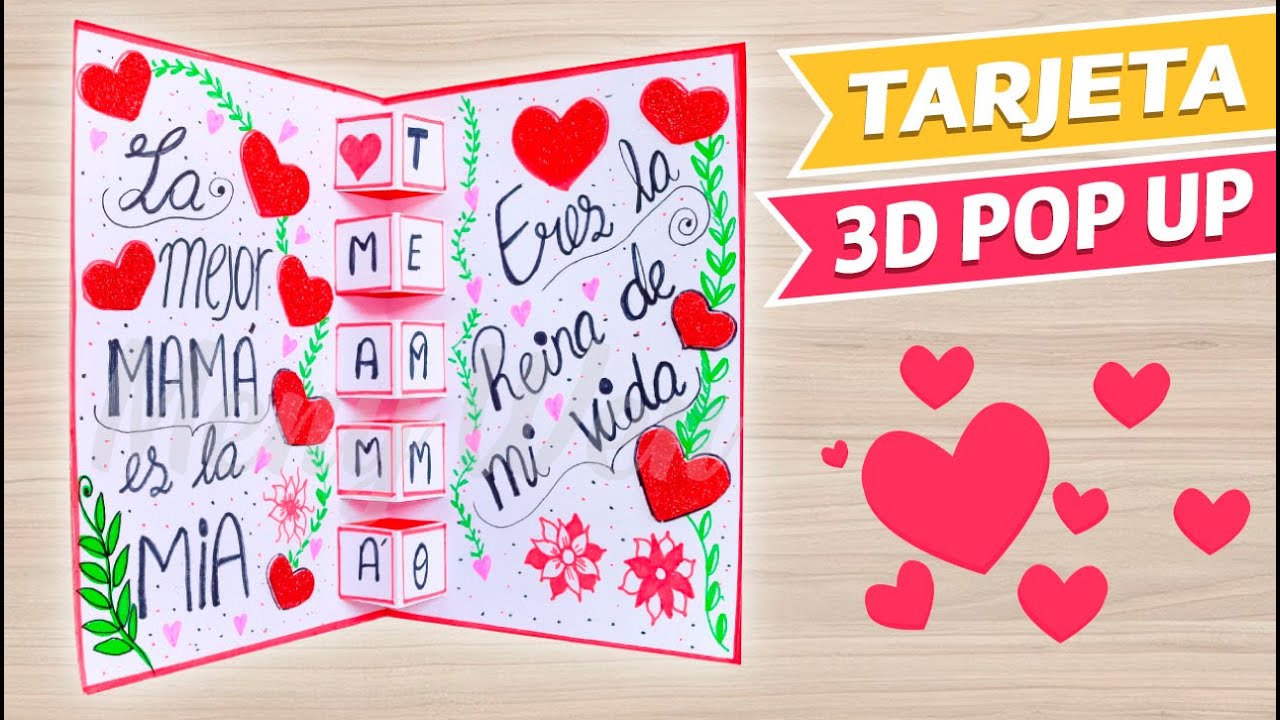 TARJETA 3D PARA MAMÁ/ Como hacer tarjeta para el dia de la madre