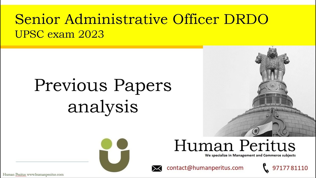 Previous Paper Analysis | Senior Administrative Officer DRDO 2023 | UPSC 2023
