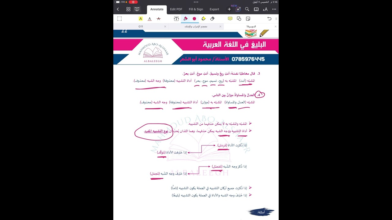 التشبيه المفرد