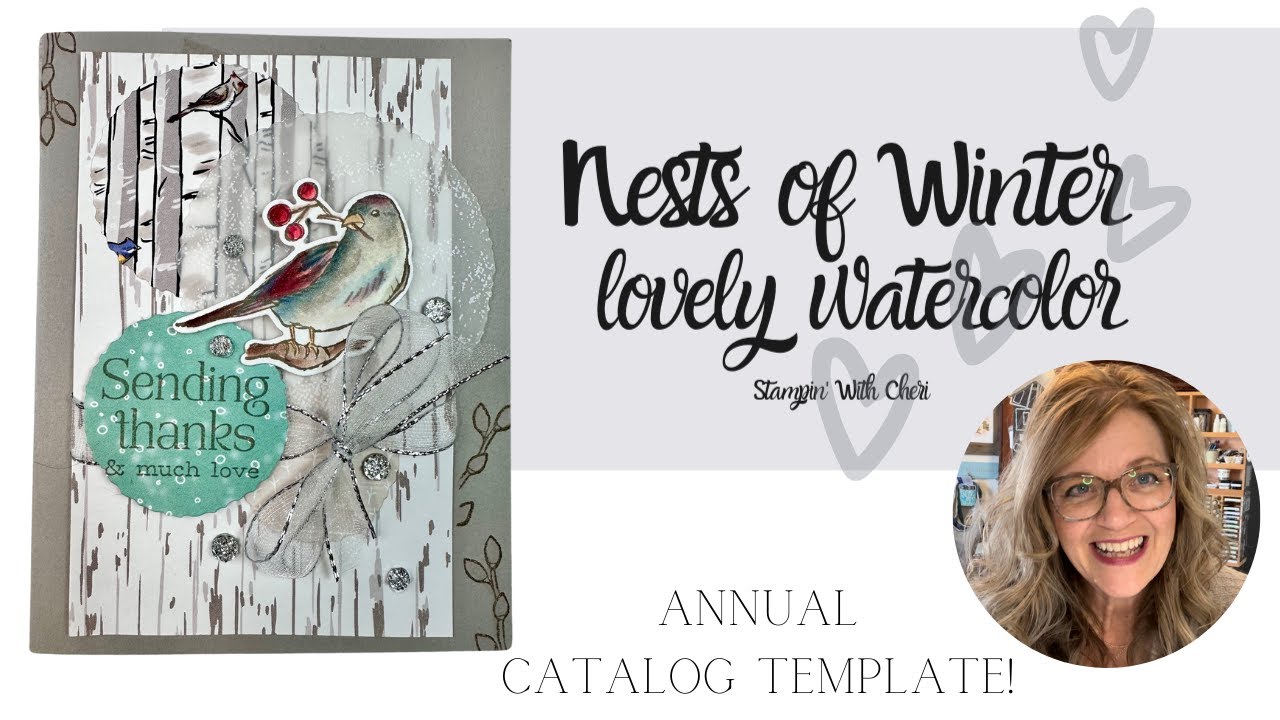 Template Card: Sparkly Winterly Tree Tops Stampin Up Thank You