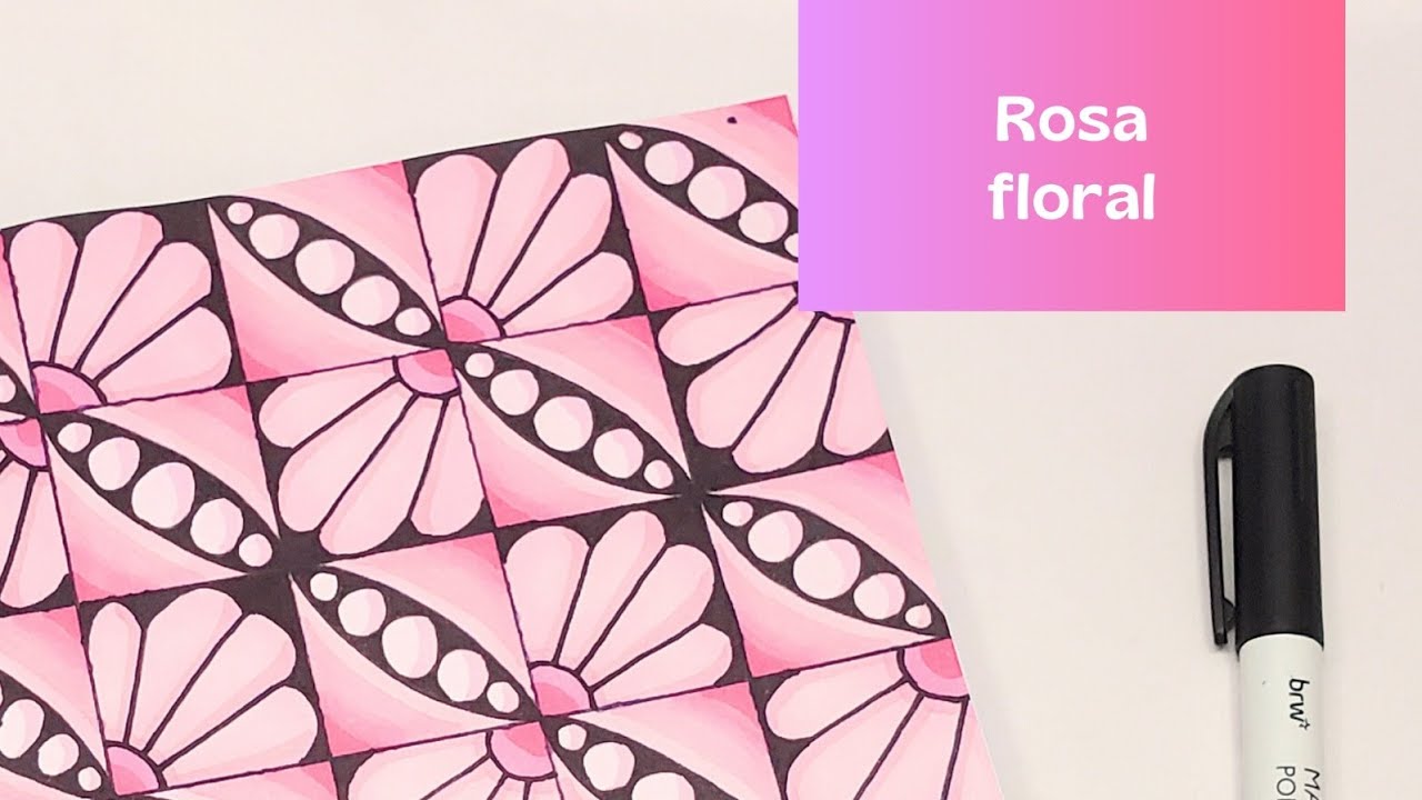 Coleção Desenho zen - Degradê Emocional - Rosa floral. Como fazer Zendoodles.