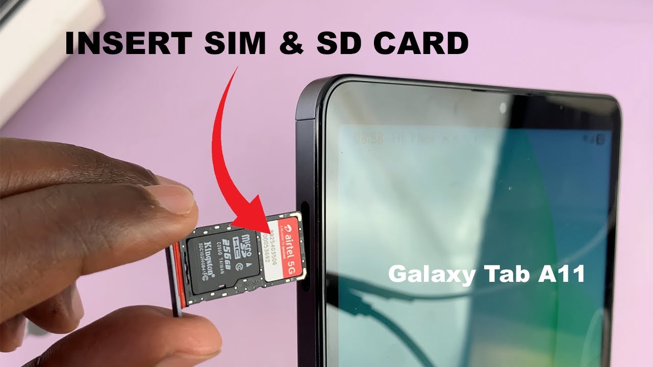 Как вставить SIM-карту и SD-карту в Samsung Galaxy Tab A11