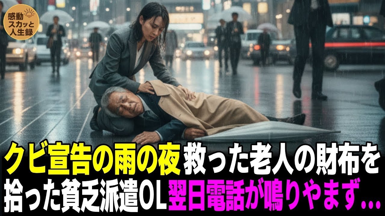 クビ宣告の雨の夜、助けた老人の財布を拾った貧乏派遣OL。翌日電話が鳴りやまず