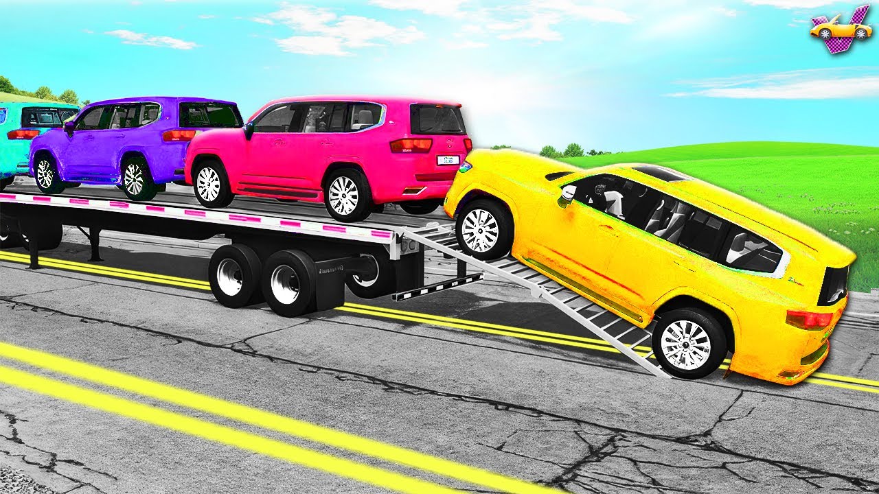 Car Transport Truck vs REVERSED Speed Bumps | Funny Cars Falling Off | BeamNG Ep.5 🔥