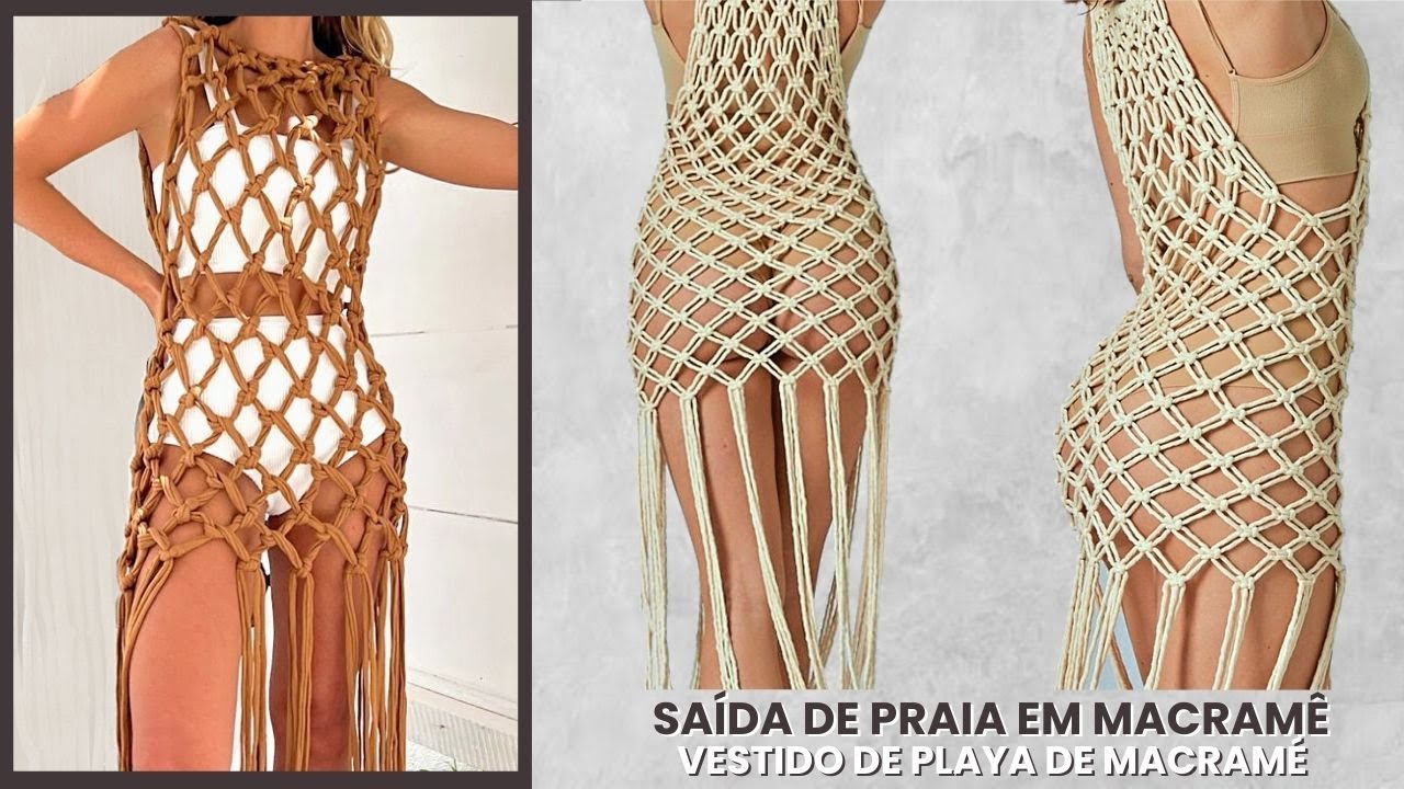 SAÍDA DE PRAIA EM MACRAMÊ | Como Fazer Vestido com Fio de Malha? Tutorial Passo a Passo