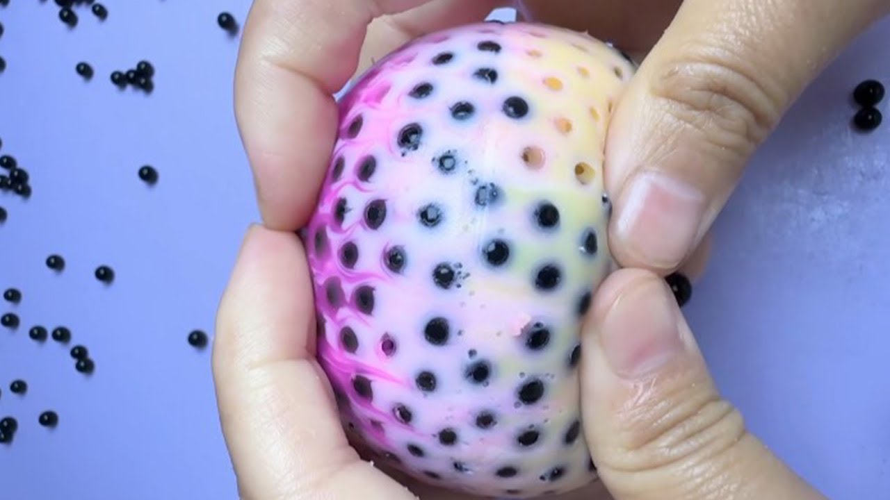 ASMR Black Slime Beads Satisfying Sounds
