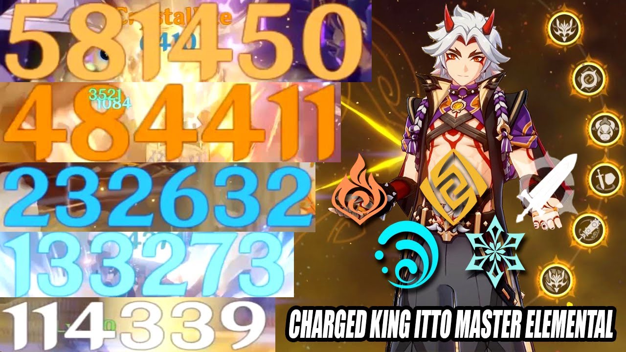 No One Can Counter Itto C6 - Charged King Itto Master Elemental Pyro Cryo Hydro Geo Physical