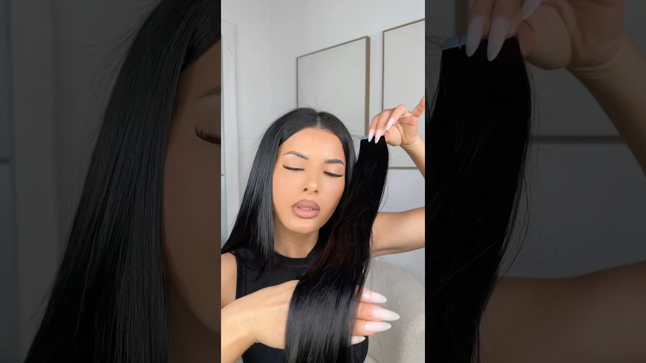 Quick and easy adhesive extension application 😁, now I&rsquo;m good for 6 months! #hairstyle #fast #asmr