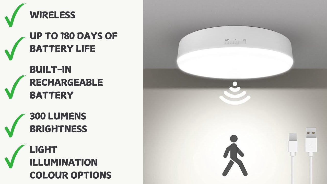 Yurnero Motion Sensor Light / Indoor / LED / Wireless Night Light / Ceiling Light - Review