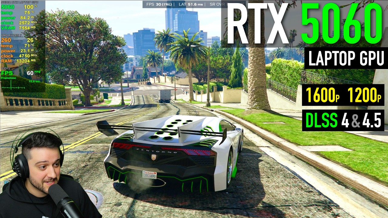 Видеокарта RTX 5060 для ноутбука — GTA 5 с улучшенной графикой, трассировкой лучей и DLSS 4.5!