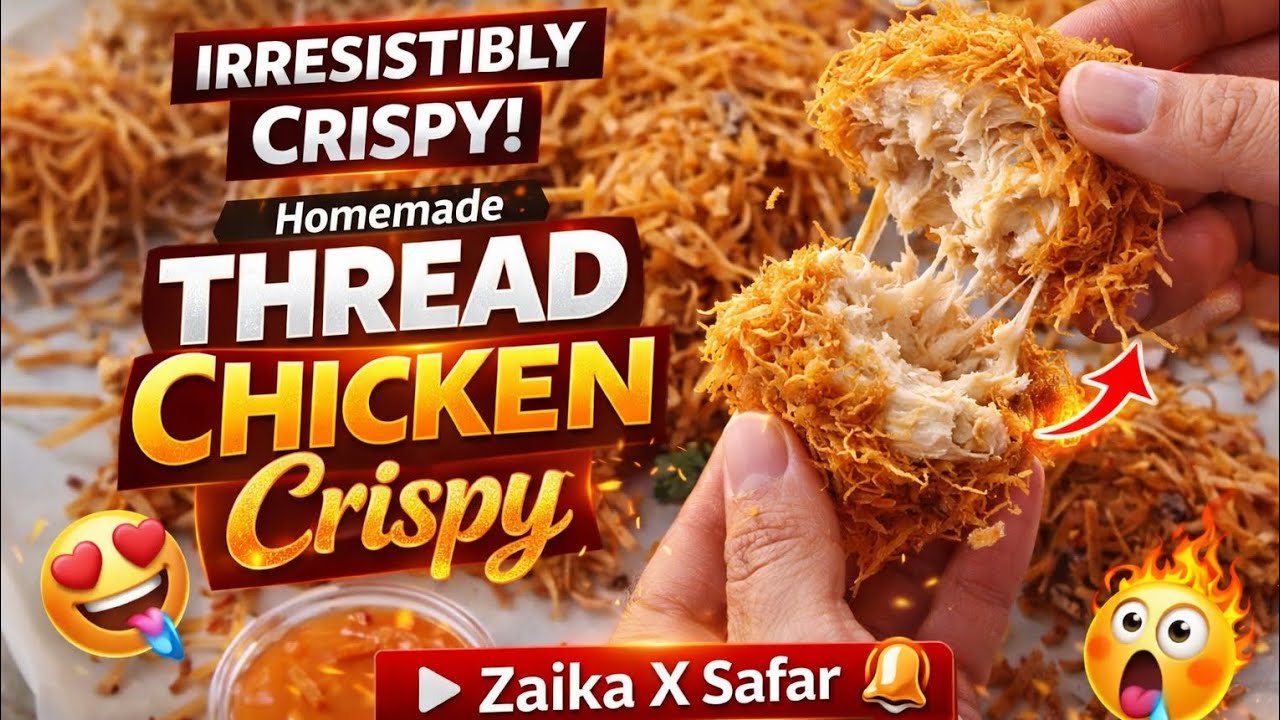 🔥 Thread Chicken Crispy Recipe | Crispy Chicken Snack | Evening Special Starter 🤤 | Ramdan Special 