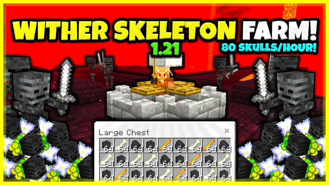 NEW WITHER SKELETON FARM EVER!! (80 SKULLS/H!) In Minecraft Bedrock 1.21