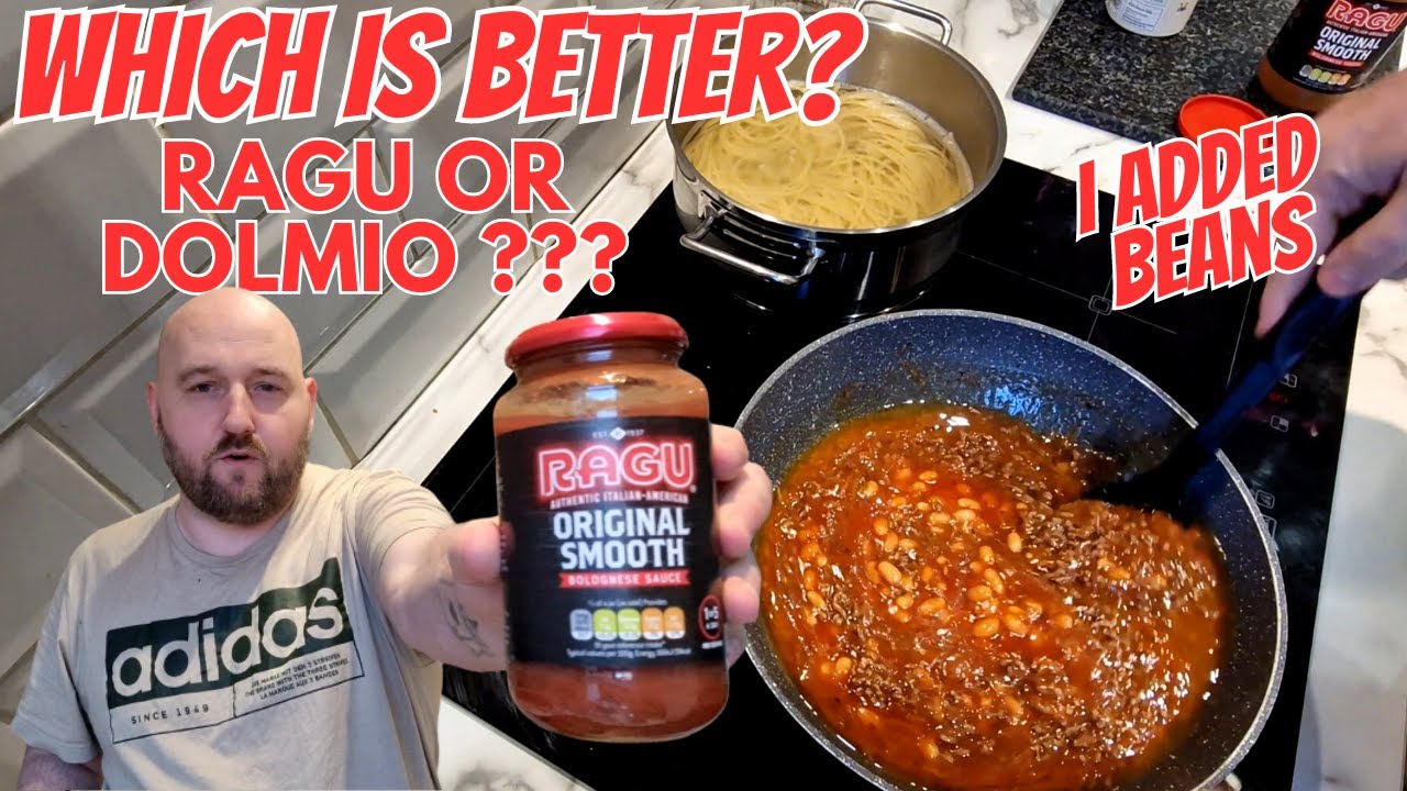 Is this RAGU sauce BETTER than DOLMIO sauce??? - SPAGHETTI  BOLOGNESE -  Food Review - I ADDED BEANS
