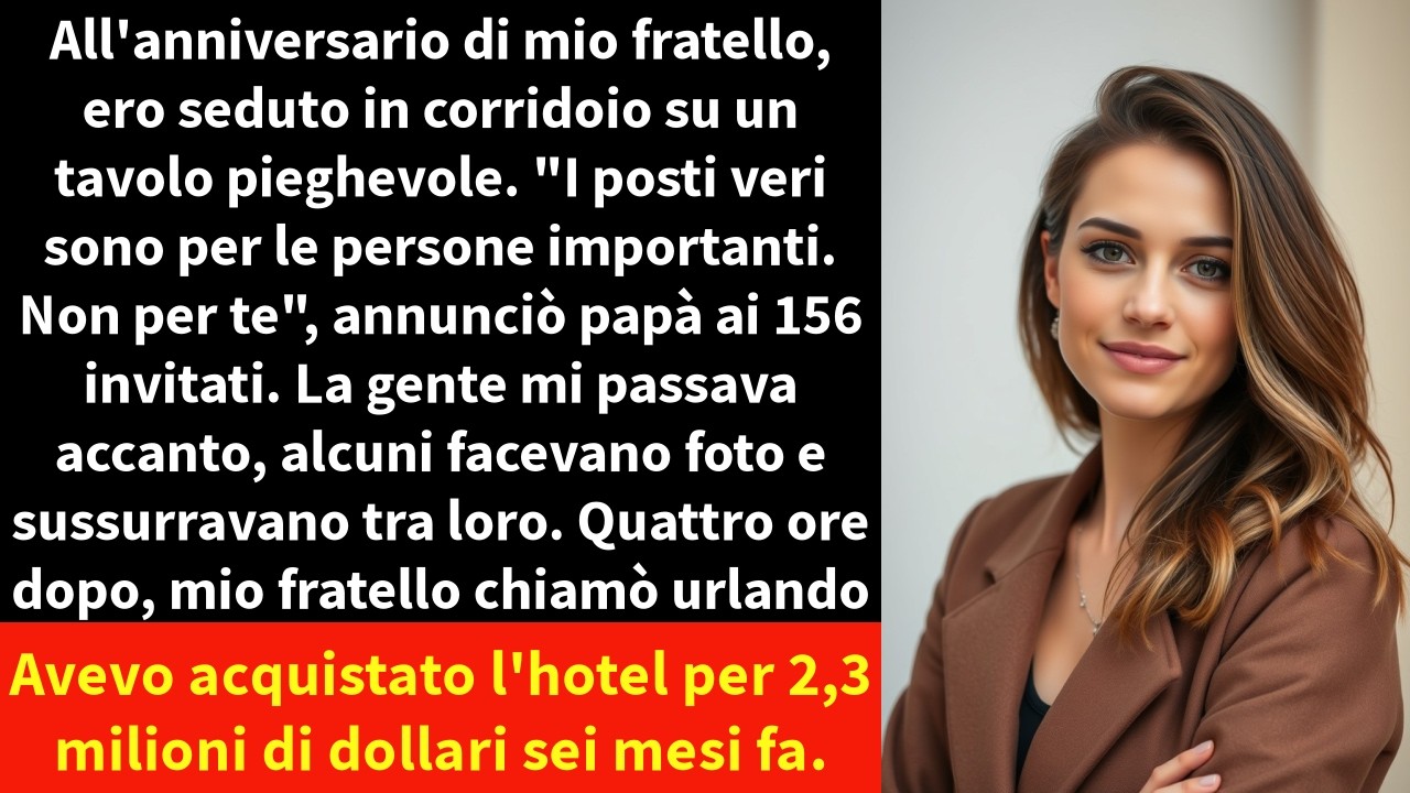 All'anniversario di mio fratello, ero seduto in corridoio su un tavolo pieghevole.