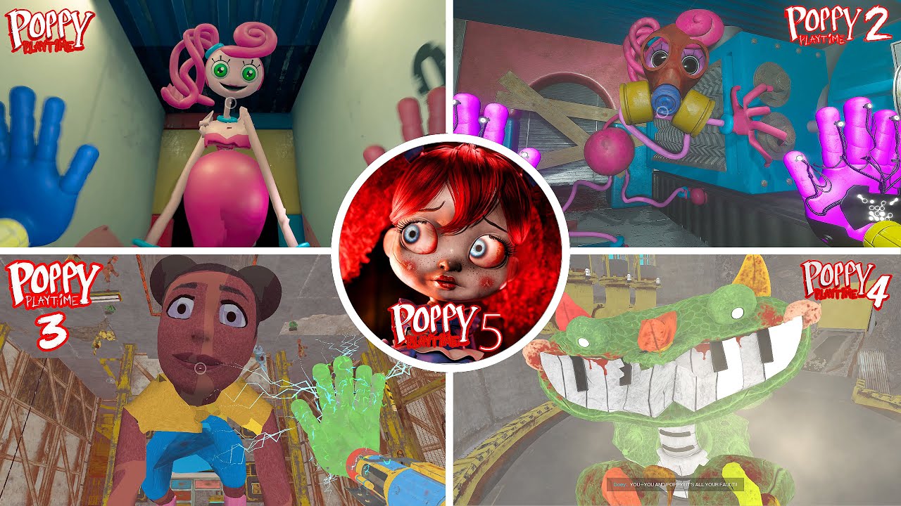 Poppy Playtime: Chapters 1, 2, 3, 4, 5 - All BOSSES and ENDINGS in BRIGHT Mode & Jumpscares #8