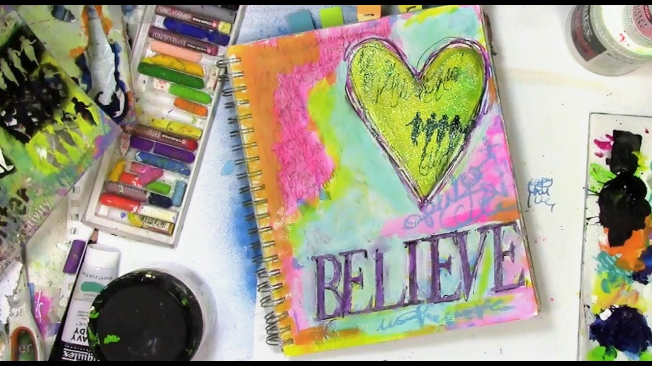 Art journal page redo with more color and sparkle