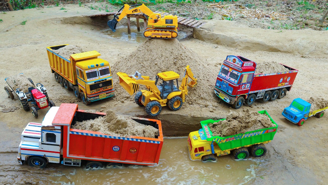 Jcb Loading Sand Truck Tractor Tipper Dumper | Jcb Cartoon | Jcb Ki Khudai | Tractor Cartoon | #jcb