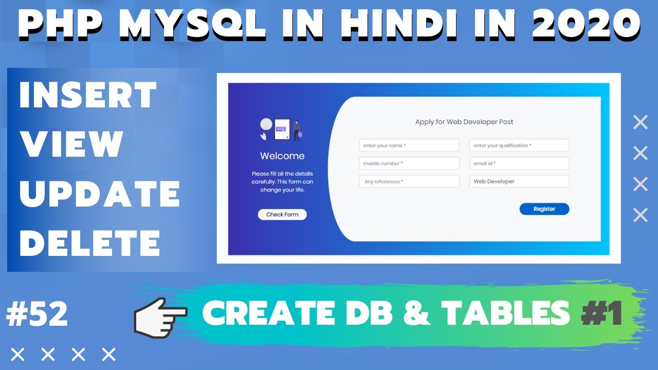 How to Create Database and Tables in PHP MySQL using PHPMyAdmin XAMPP in Hindi #52
