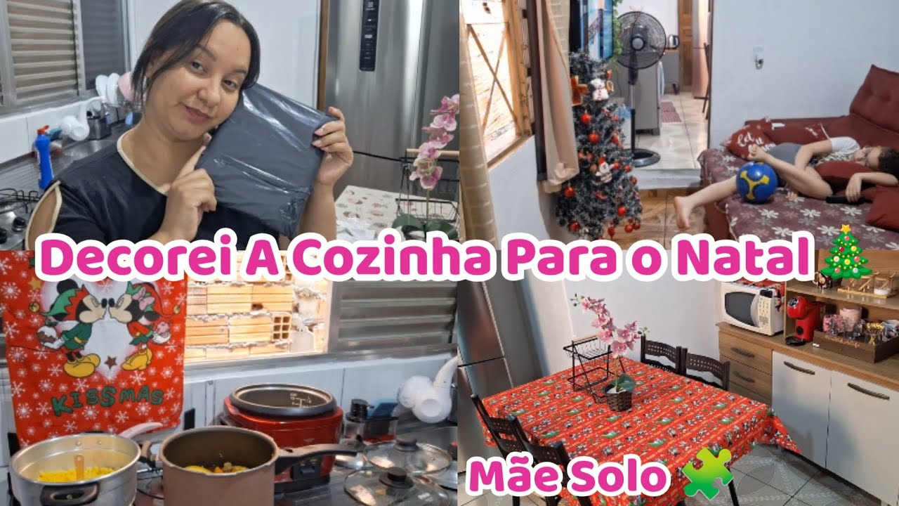 FICOU TÃO LINDA ❤️🎄 FAXINA DE FIM DE ANO ✨️ DECOREI A COZINHA | FIZ ALMOÇO FRESQUINHO | ROTINA LAR ♡