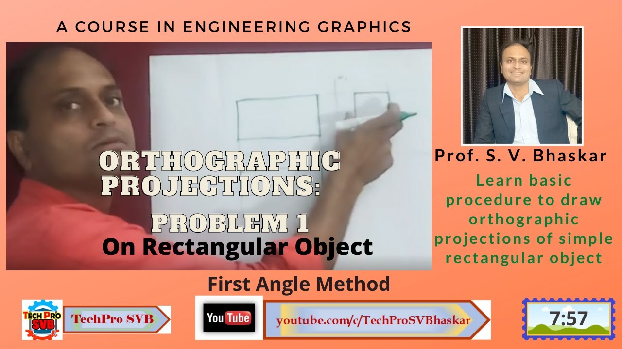Orthographic Projections: Problem 1 on Rectangular Object
