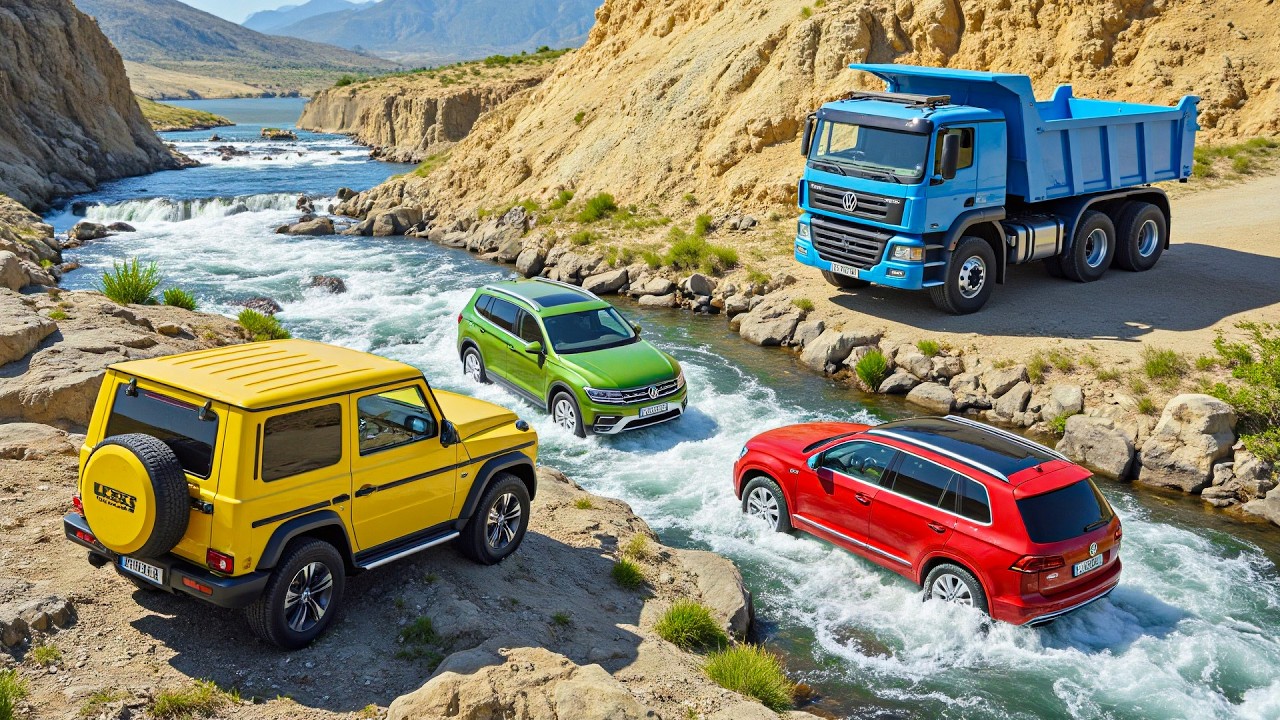 Cars vs Fast Flowing River Challenge #4 in BeamNG Drive!