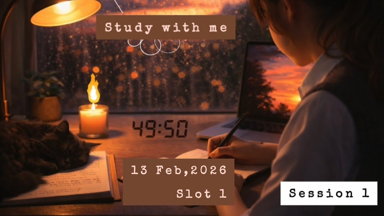 Study with me | Slot 1 🧠 Lo-fi | 50/10 Pomodoro | 13 Feb 2026 - 6am to 9am