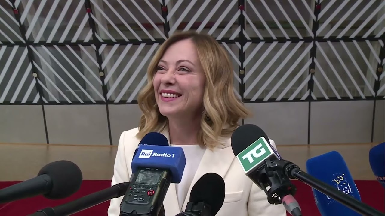 Punto stampa di Giorgia Meloni a margine del Consiglio Europeo di Bruxelles