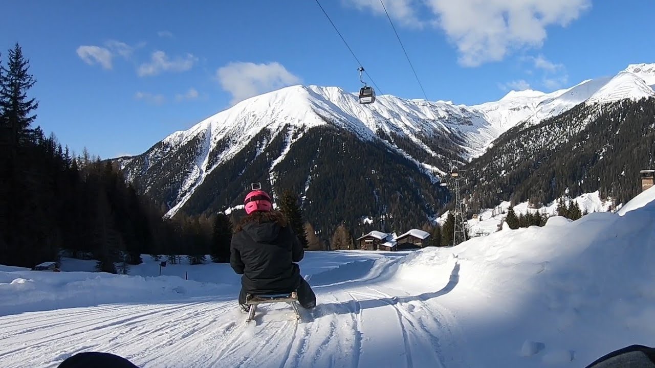 Sledding on Rinerhorn in Davos, Switzerland