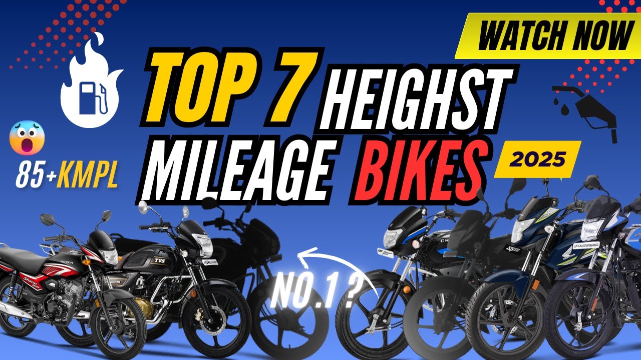 🔥Top 7 Best & Highest Mileage Bikes in India 2025 ⛽💰 | Engine,Power,Mileage,Prices - Biker24⚡