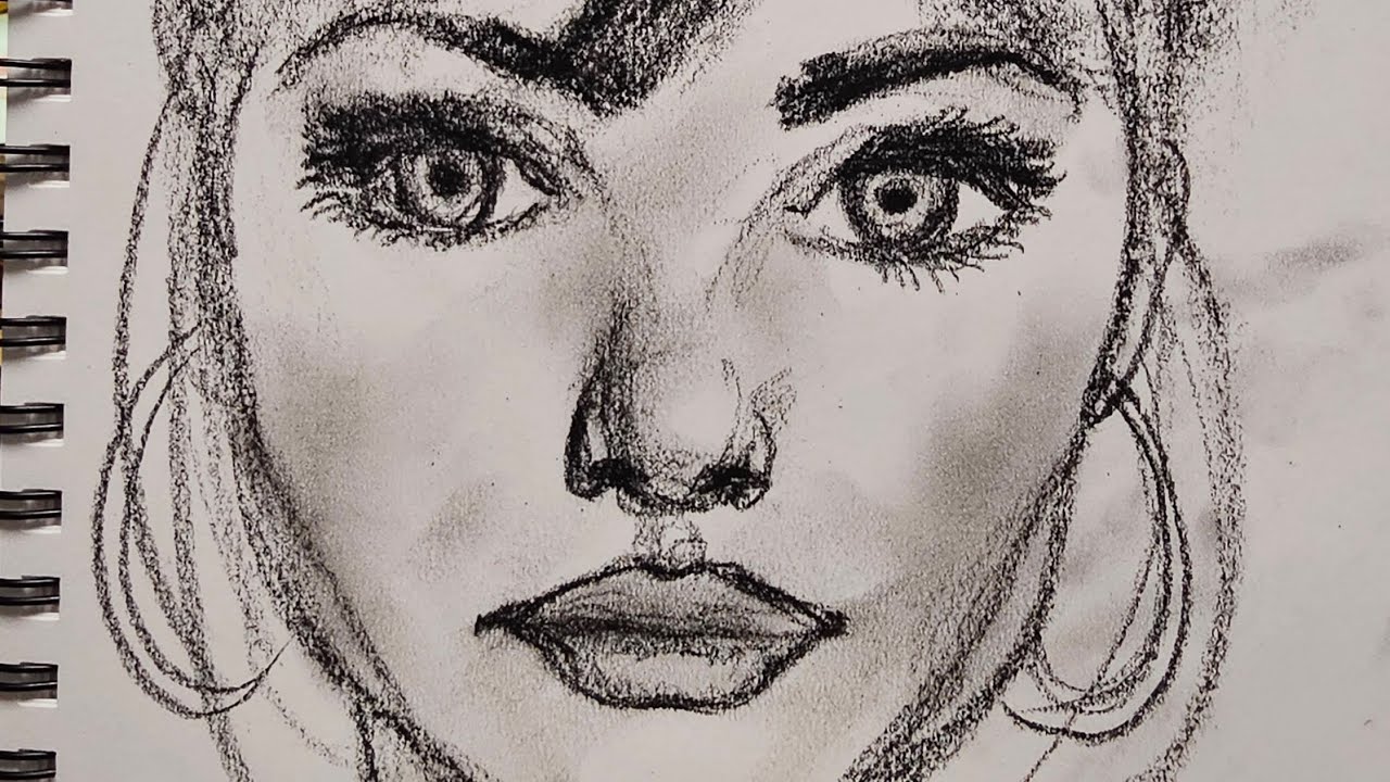 Profile sketching with charcoal. 