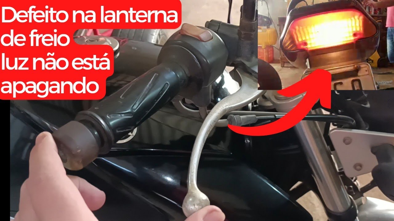 luz de freio não está apagando, a moto permanece como se estivesse com freio acionado veja