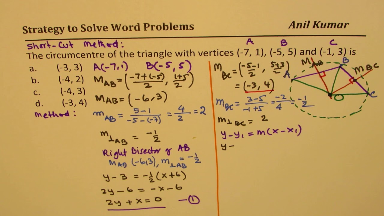 Shortcut to Find Circumcentre of a Triangle IB Maths 10 MPM2d